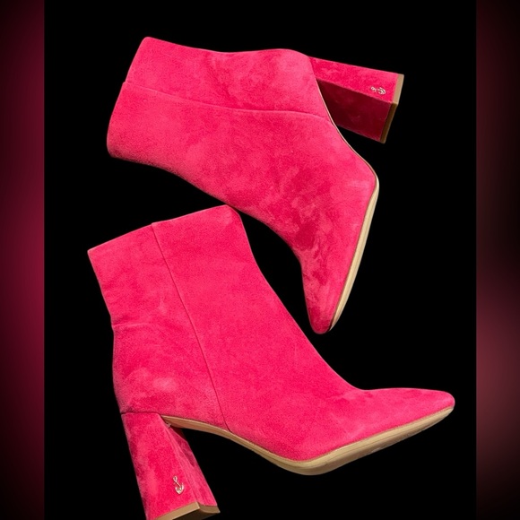 Sam Edelman Vibrant Pink Suede Ankle Boots new No Box Women’s Size 8 - Picture 1 of 6